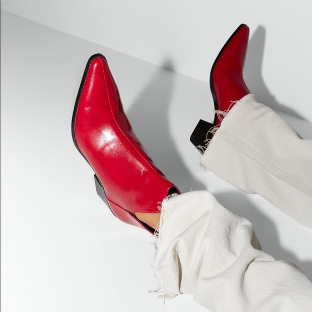 Zara Red Heeled Ankle Cowboy Boots